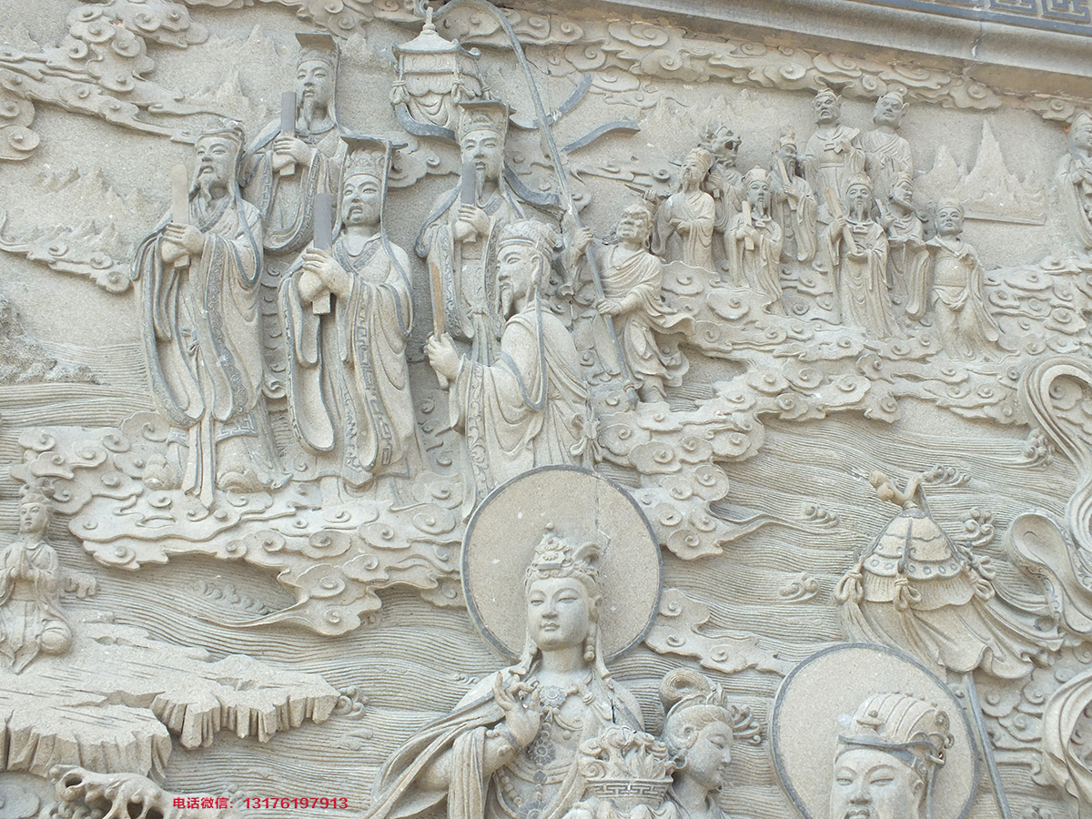 佛教極樂(lè)世界石材浮雕石雕壁畫(huà)景墻設(shè)計(jì)