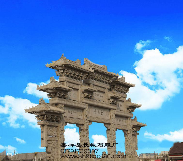 石牌樓-金山寺牌樓浮雕圖案的吉祥寓意。