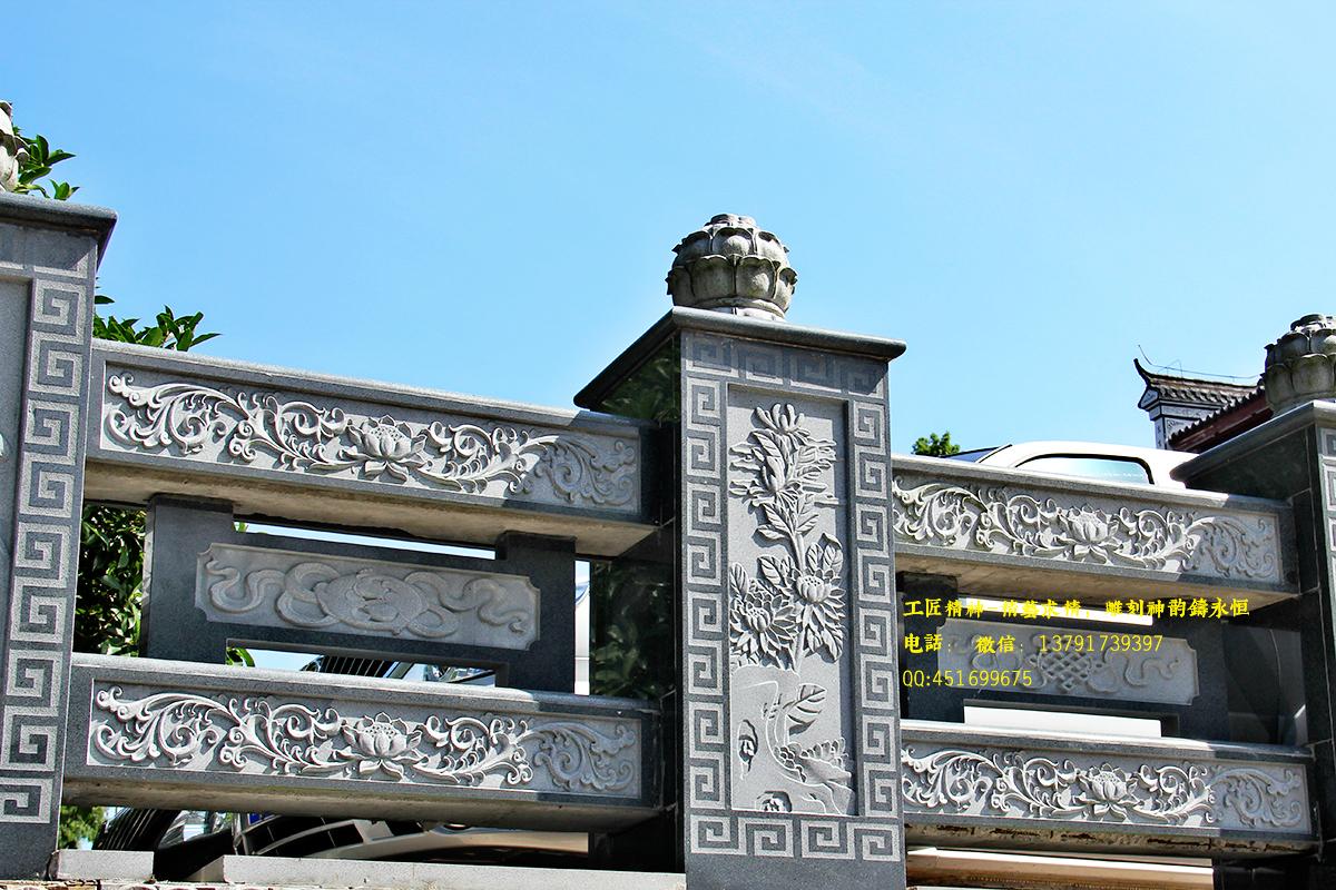 河邊石欄桿，古建筑石雕欄桿
